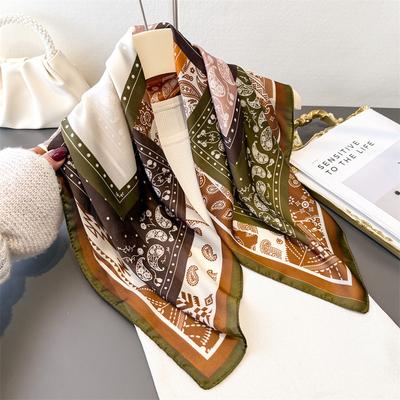 Paisley Print Imitation Silk Scarf for Women Square Hairbands Foulard Female Bandana Neck Kerchief Headbands 2026 New