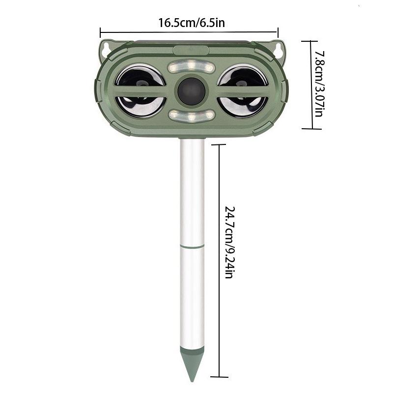 Solar Outdoor Animal Repellent: LED Strobe & Ultrasonic Bird, Dog, and Rodent Deterrent
