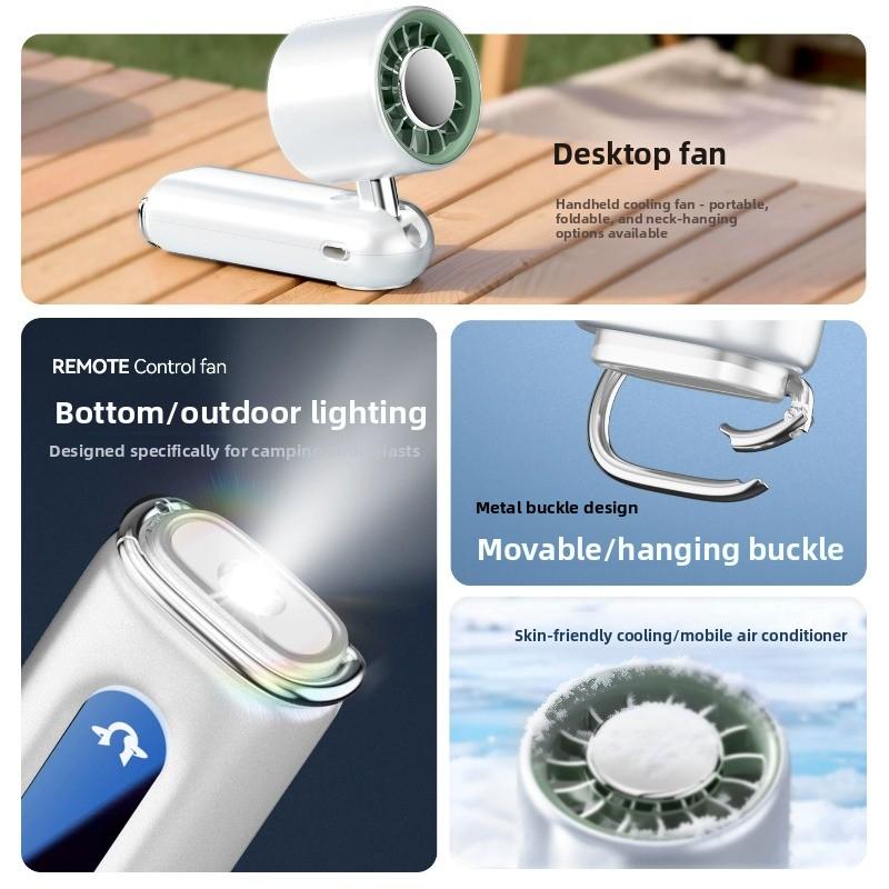Ventilador de mano portátil con refrigeración por hielo, plegable, recargable por USB y silencioso