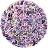 100 Sheets of Violet Series Doodle Stickers, Cute Plant Stickers, Water Cup and Computer Waterproof Decorative Stickers