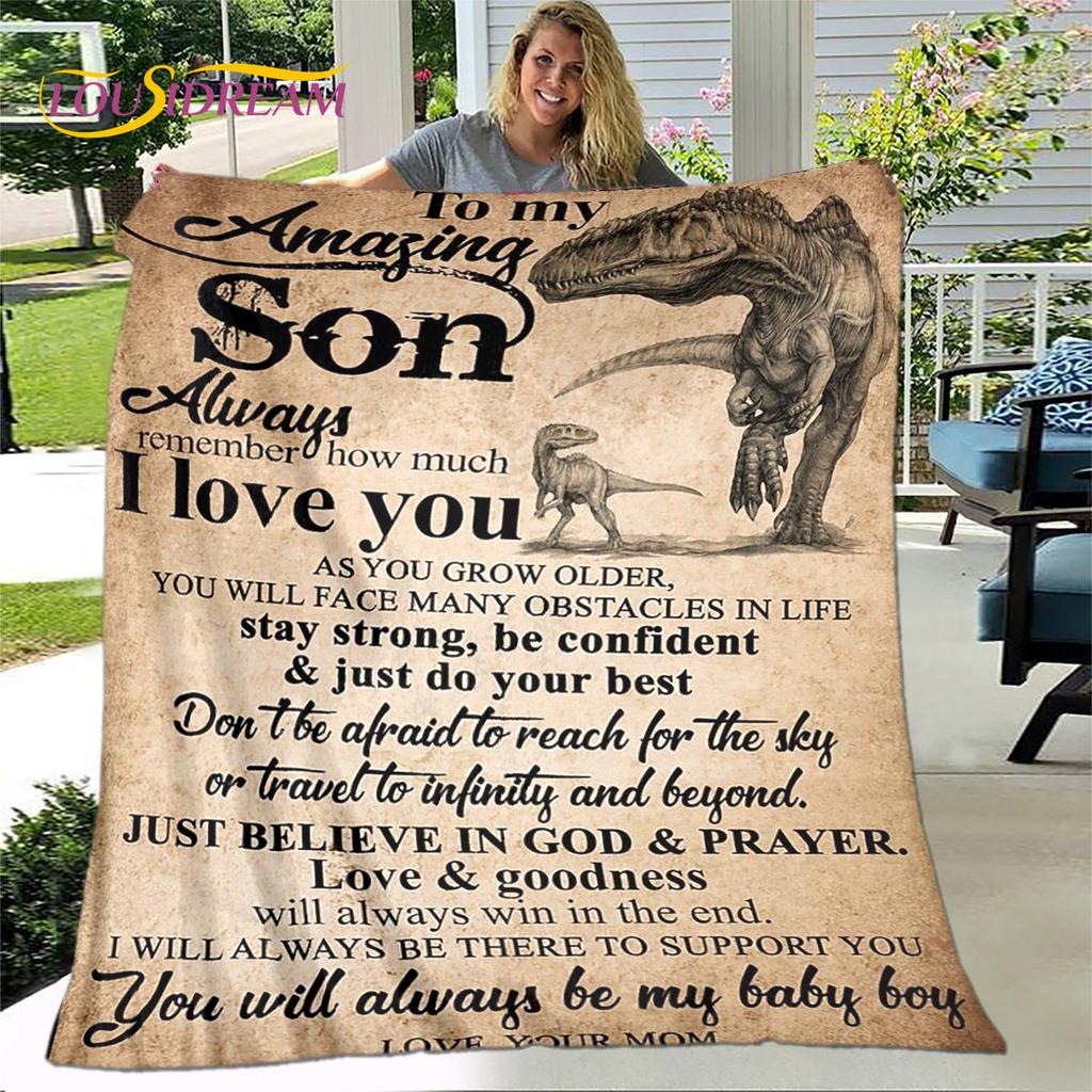 To My Son Plush Lion Wolf Eagle Dragon Quilt Blanket,Flannel Blanket Throw Blanket for Living Room Bedroom Bed Sofa Gift for Son