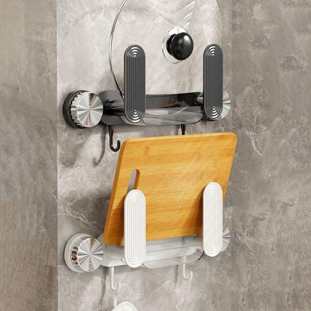 Plastic Suction Cup Pot Lid Holder Wall Mounted Cutting Board Holder Pot Cover Rack  for Home