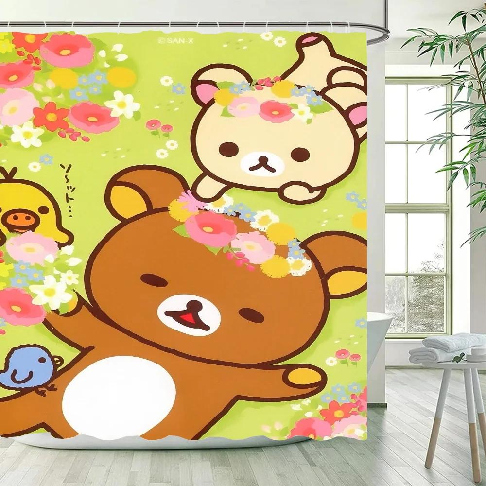 

Rilakkuma Curtains In The Bathroom Shower Curtain Cute Little Bear Sets Full Set Showers Opaque Bathtub Cloth W60H190(CM)-1 Pcs
