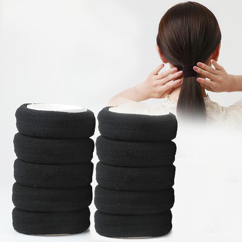 10Pcs High Elasticity Thickened Hair Rope Adult Hair Ring Simple Hair Accessories Seamless Black Rubber Band