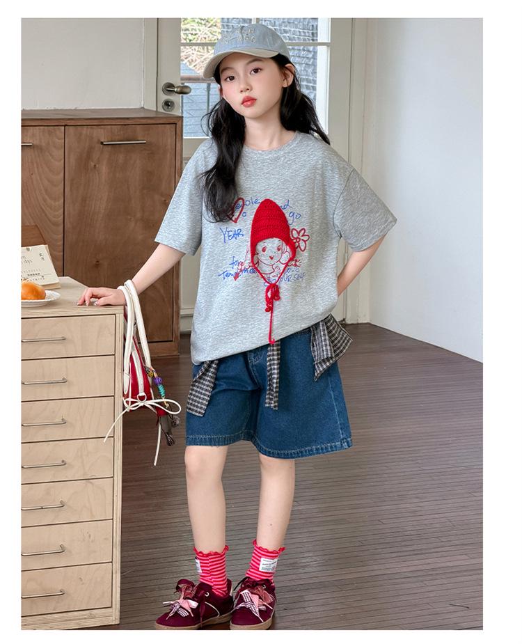 Girls' Korean Style Summer T-shirt & Shorts Set - 2026 Casual Short Sleeve Outfit