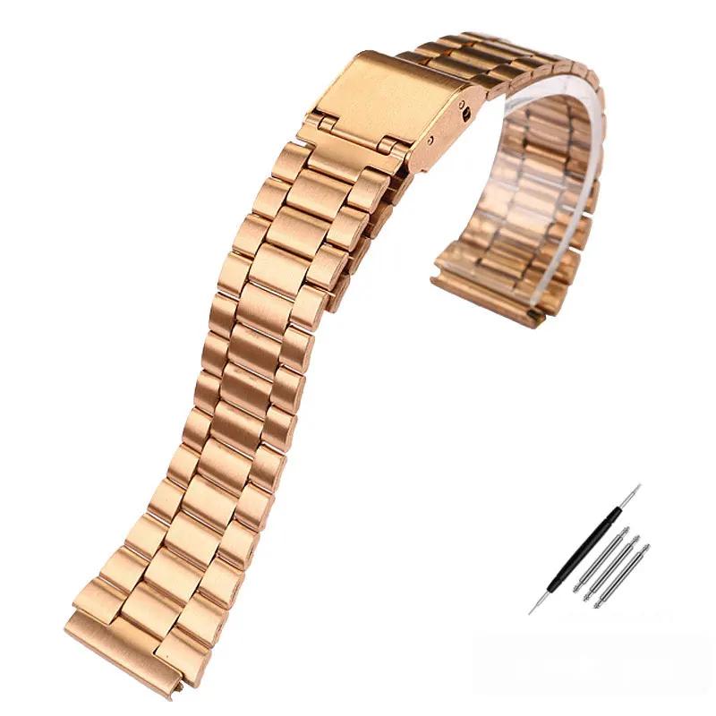 For Casio A158 / A159 / A168 /A169 /B650 /AQ230/ 700 Classic Small Square Silver Block Metal Strap Fine Steel Watchband 18mm
