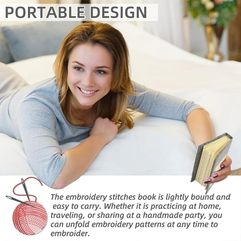 Embroidery Book Stitches Book Portable Sewing Book Handmade Craft Kits Sewing Tool for Various Sewing Techniques