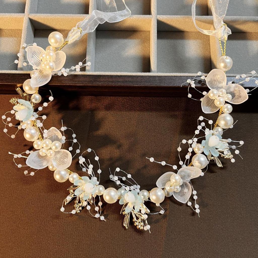 Fairy Pearl & Golden Leaf Floral Headband for Children & Brides