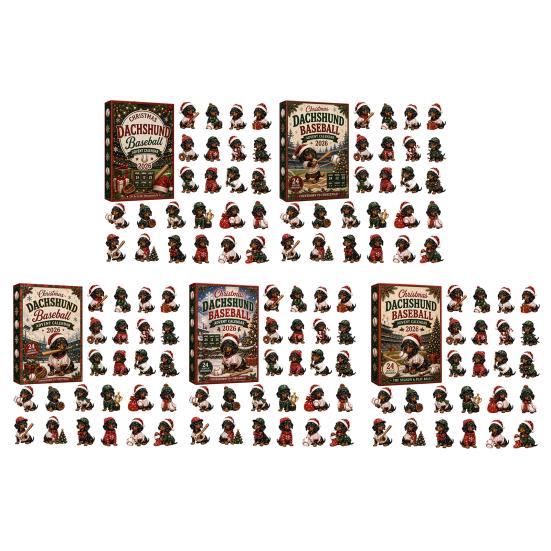Dog Lover Holiday Advent Gifts 2026 Dachshund Calendar, 24 Days Acrylic Baseball Figures Festive Window Entrance Decor Christmas Countdown Collectible