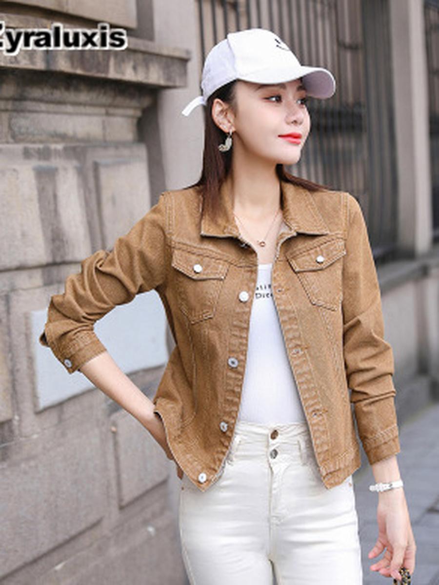Blue Short Denim Jacket Women`s Spring