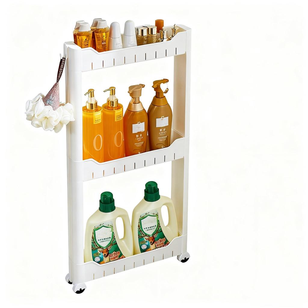 Aissiora Narrow Storage Wagon, 3-Tier, 7cm Ultra-Thin Design, Slim Rack, Adjustable Shelves, Bottle Rack, 360° Silent Casters, Sturdy, Lightweight, Ea