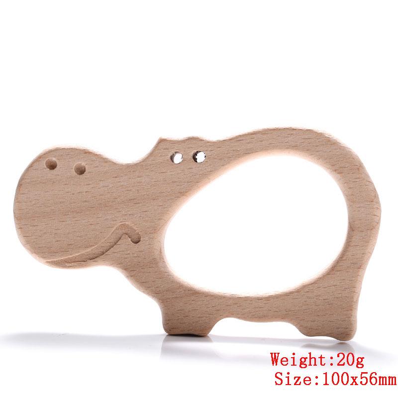 5Pcs/Lot Baby Pacifier Chain Chew Accessories Animal Shape Natural Beech Teething Wooden Teether Pendant Accessories