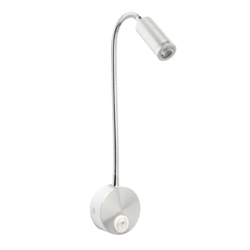 LED 3W Reading Wall Lamp With Switch Flexible Adjustable Working Study Wall Mounted Bedroom Bedside Night Light