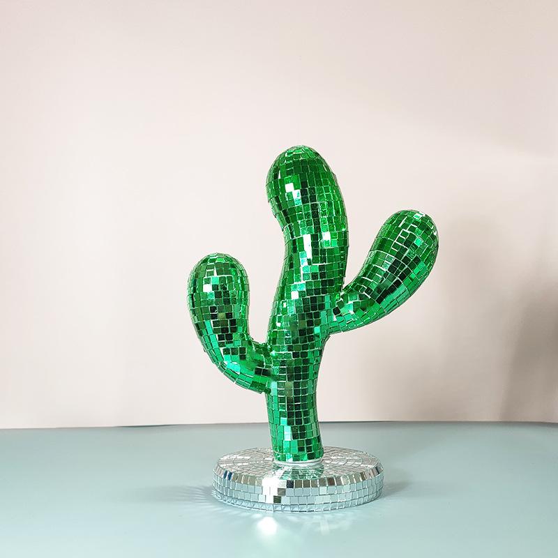 Glass Mirror Reflective Cactus Disco Ball Ornaments Indoor Desktop Creative Decorations