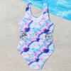 Girls One Piece Swimsuit Tie Dye Gradient Print Cut Out Sides Sleeveless Beachwear Active Swimwear for Kids