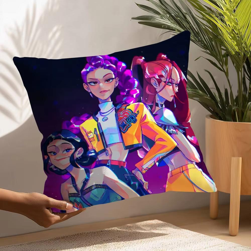 K-kpop D-Demon H-Hunters Pillow Covers Cushion Cover Cartoon Double-sided Print Square Pillow Living Room Decoration Pillowcase