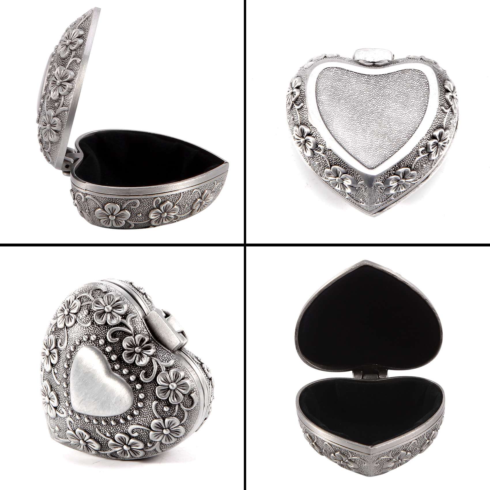 

M-Современный-Классический Винтажный Антикварный Форма Сердца Шкатулка для Украшений Кольцо Маленькие Безделушки Хранение Органайзер Сундук Рождественский Подарок, Серебряный