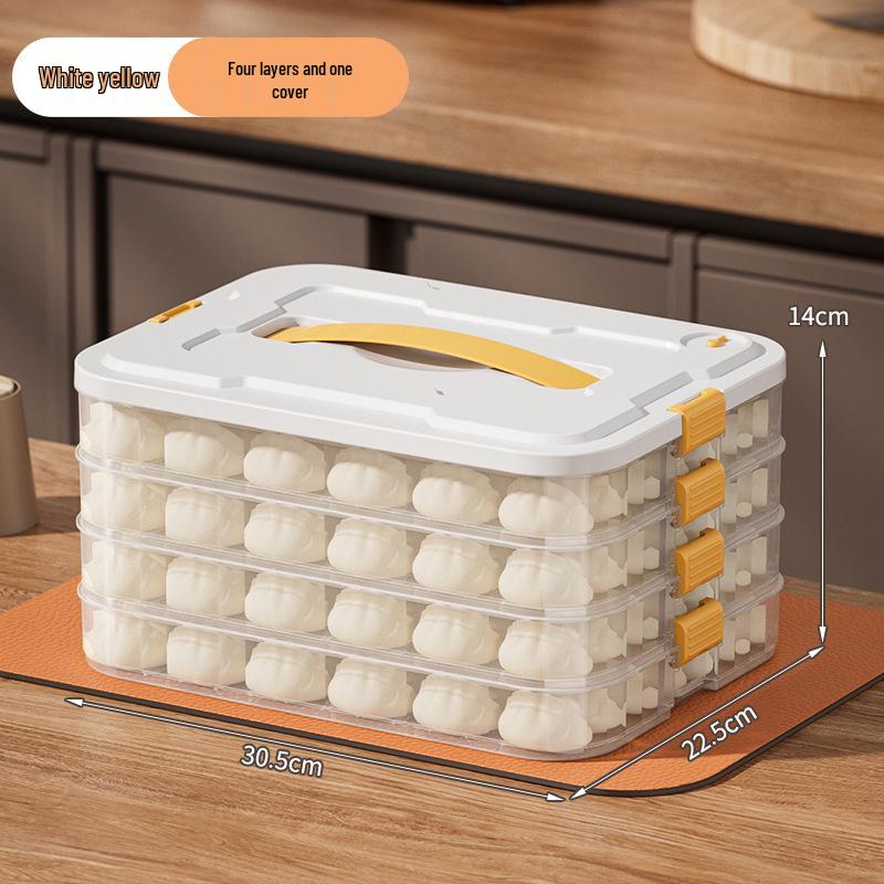 Large-Capacity Multi-Layer Sealed Dumpling & Wonton Storage Box for Freezer