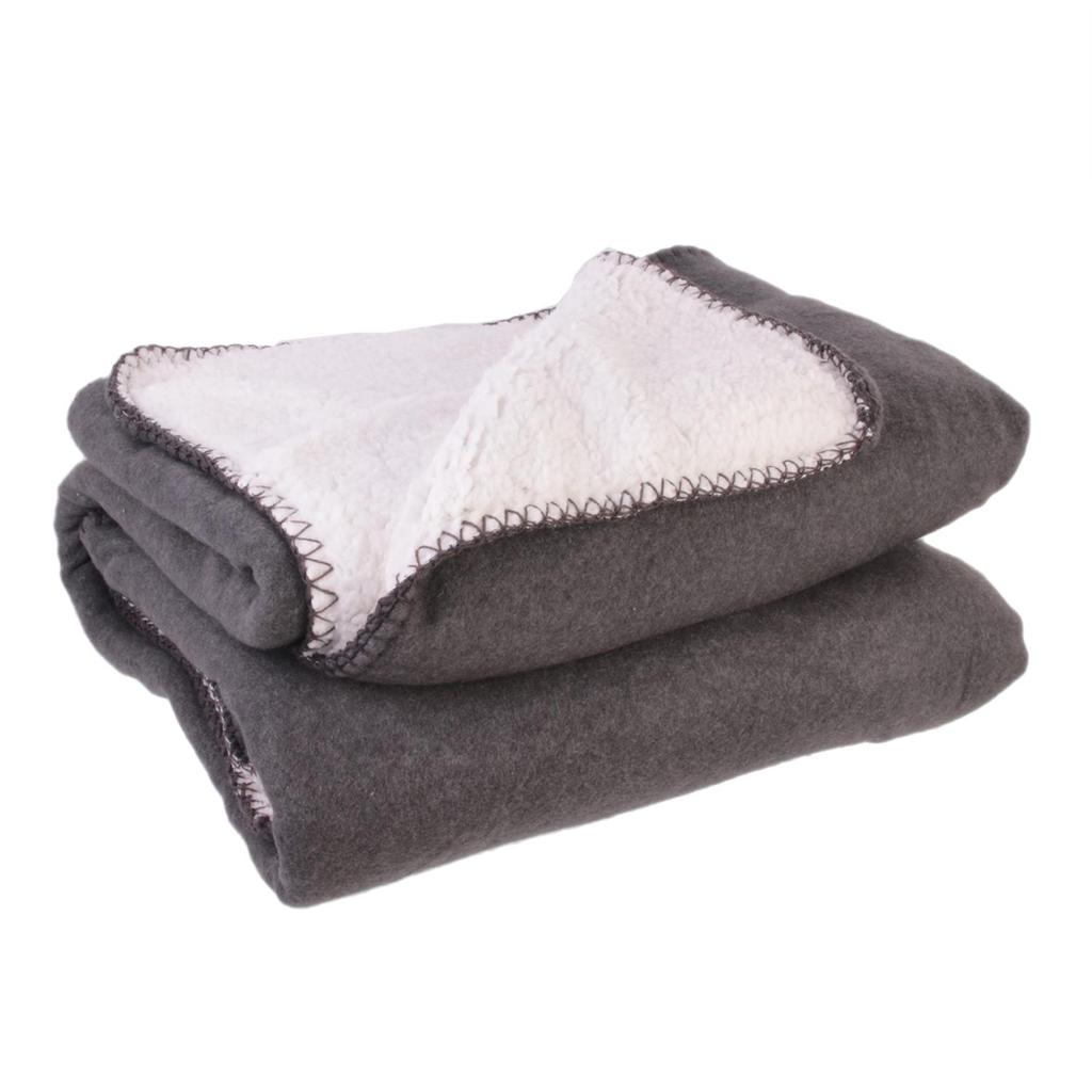 Les Trésors De Lily [Q4761] – Transportable Fleecedecke „Hiking“ grau – 120x150 cm