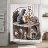 Whimsical Alice In Wonderland-Themed Shower Curtain With Vintage Illustrations For Bathroom Decor – Blue Mushroom Design