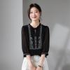 SOFSIL 2026 Summer French Silk Blend Embroidered Ruffle Blouse