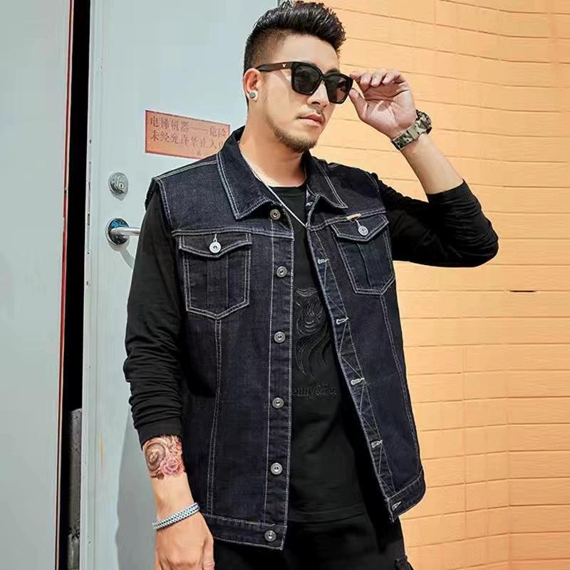 Denim Weste Herren Blaue Jeans Ärmellose Jacke 8XL Herbst Schlank Hip Hop Cowboy Herren Weste Große Größe Hommes Jeans Jacke