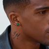 New Natural Stone Men's Small Round Stud Earrings,Simple Stainless Steel Metal Stud Earrings,Hip Hop Cool Jewelry Gift