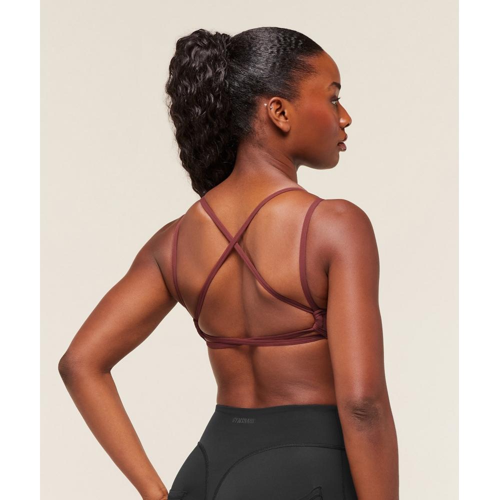 Gymshark Back Gains Sports Bra Burgundy Brown B8a5u Rbqv