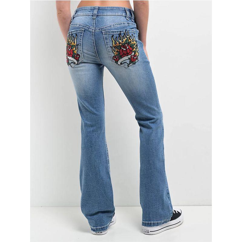 Foreign Trade Original Order Nin * Thhallalyssiarose Rhinestone Embroidery Rose Horn Jeans D8 1245