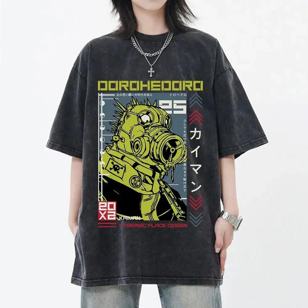 New Arrival Mens Clothes Tee Shirt Homme Graphic T-Shirts Men Tshirt Japanese Anime Dorohedoro Kaiman Vintage Washed