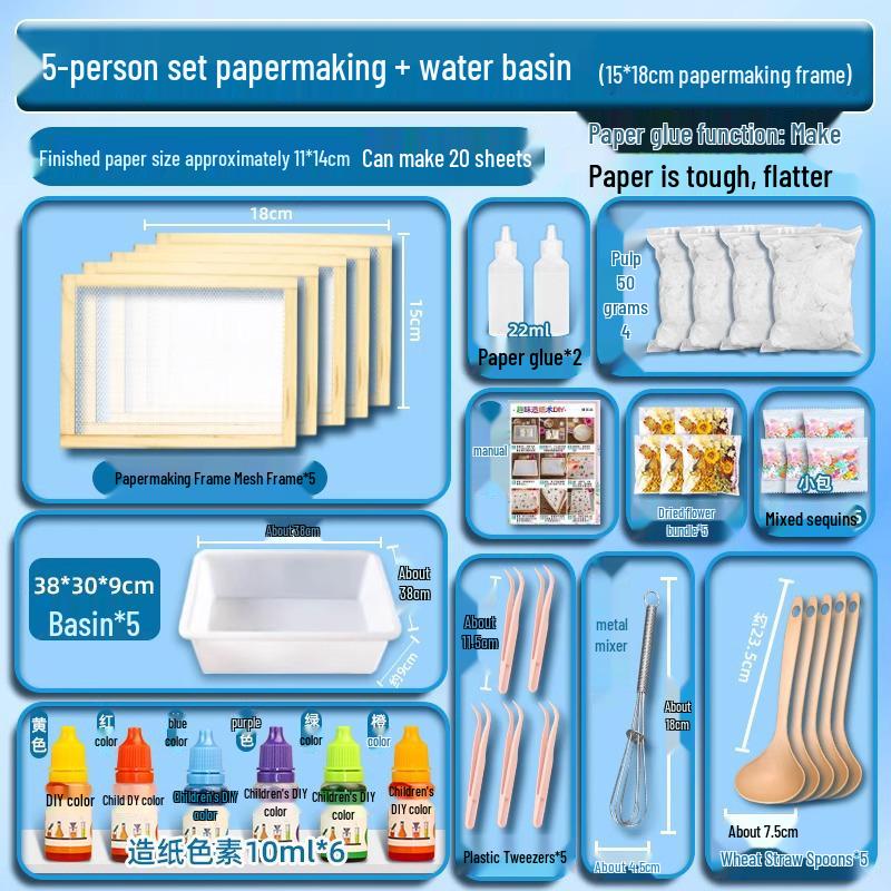 DIY Ancient Papermaking Kit for Kids: Educational Flower & Plant Pulp with Wooden Frame Screen Tools