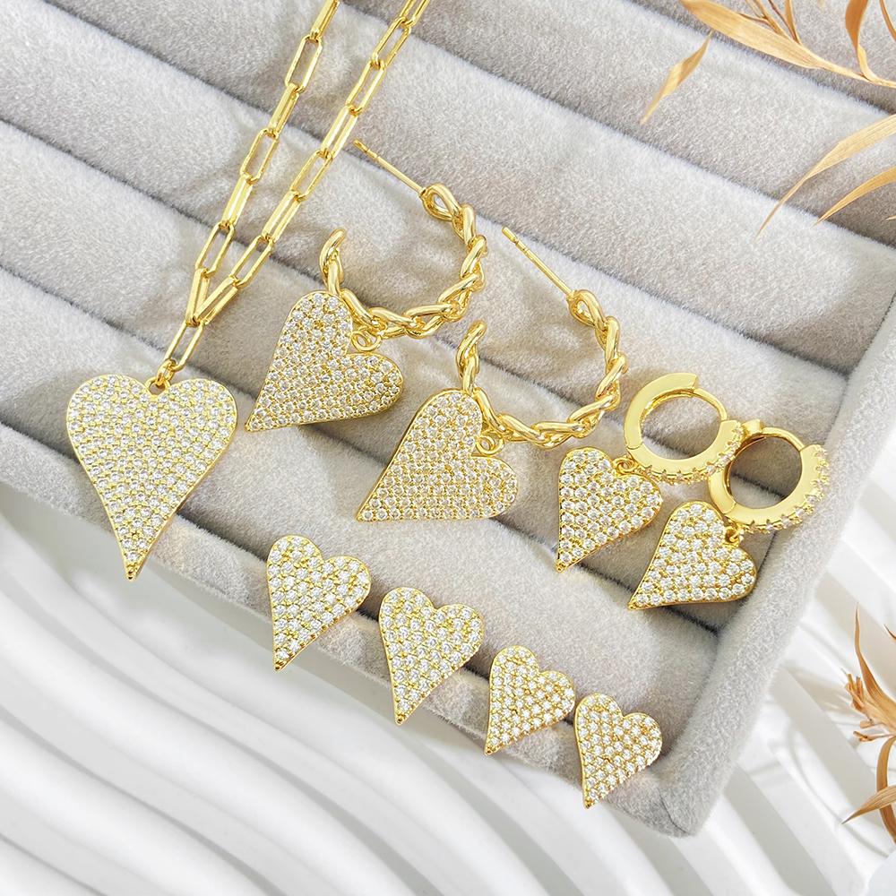 Foxi Jewelry Hot Sale 18K Gold Silver Plated Cubic Zirconia Huggies Hoop Heart Earrings for Women