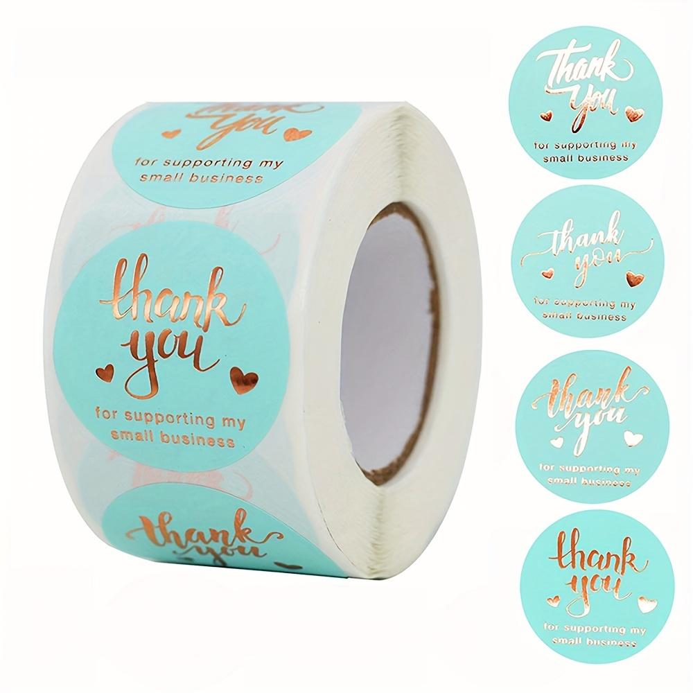 

Round Golden Foil Thank You Sticker - 500pcs/roll Light Blue Decor Sealing Bronzing Labels for Business Gift Bags A