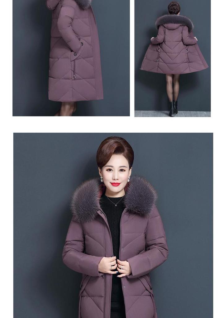 Mid-Length Down Cotton Jacket for Middle-Aged and Elderly Women