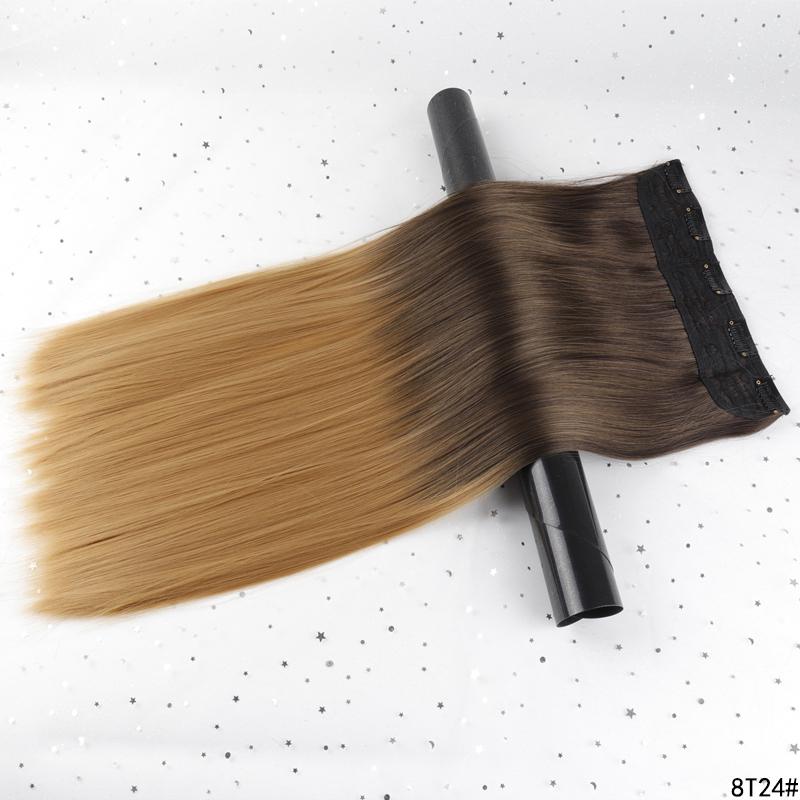 Clip de extensie de păr sintetic, lung și drept natural, în bucăți de păr pentru femei