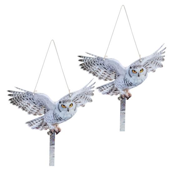 2Pcs Simulated Owl Hanging Decoration Reflective Owl with Dual-Side Printed Waterproof Acrylic Fake Owls for Balcony Decor