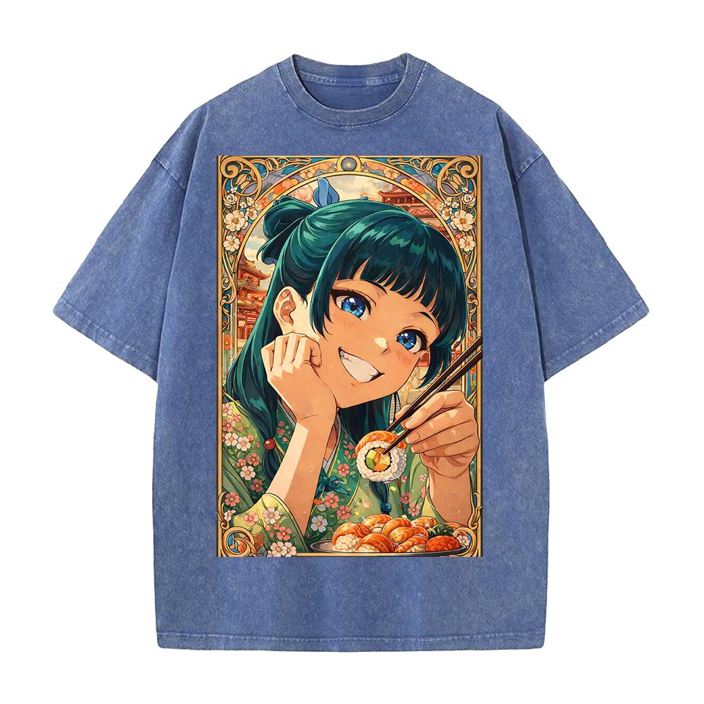 Anime The Apothecary Diaries Maomao Cute Clothing Men Women Short Sleeve Tshirt Washed Cotton Tee Retro T-shirt Harajuku T Shirt