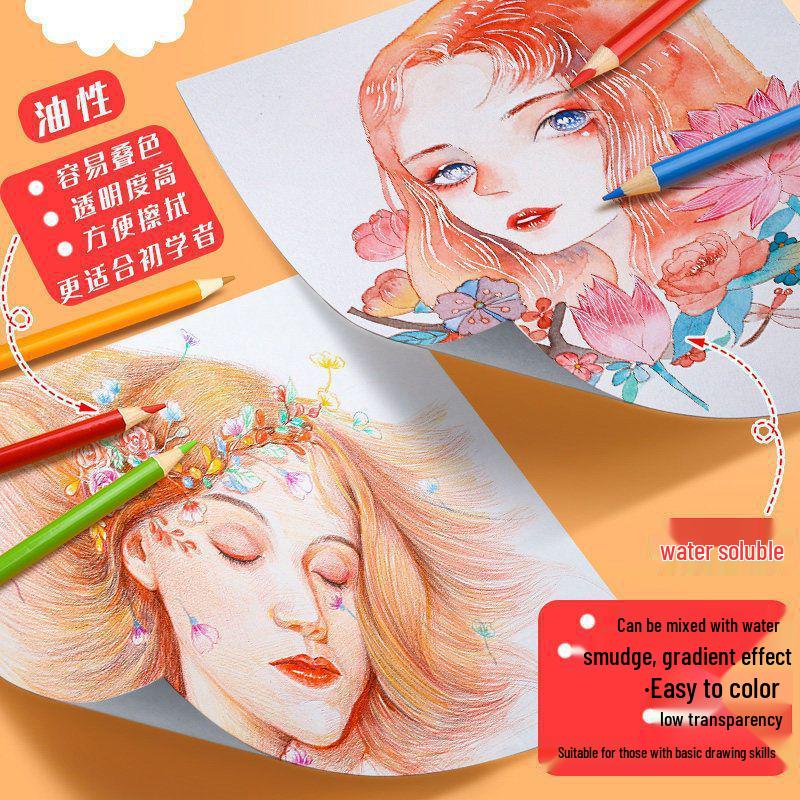 48-Color Wooden Pencils Set: Oil & Water-Based for Children and Graffiti Art