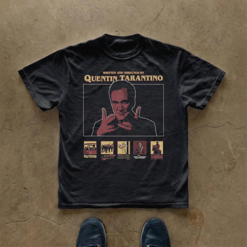 Quentin Tarantino Graphic T-Shirt Cult Film Director Art Tee Movie Credits Vintage Tee Short Sl
