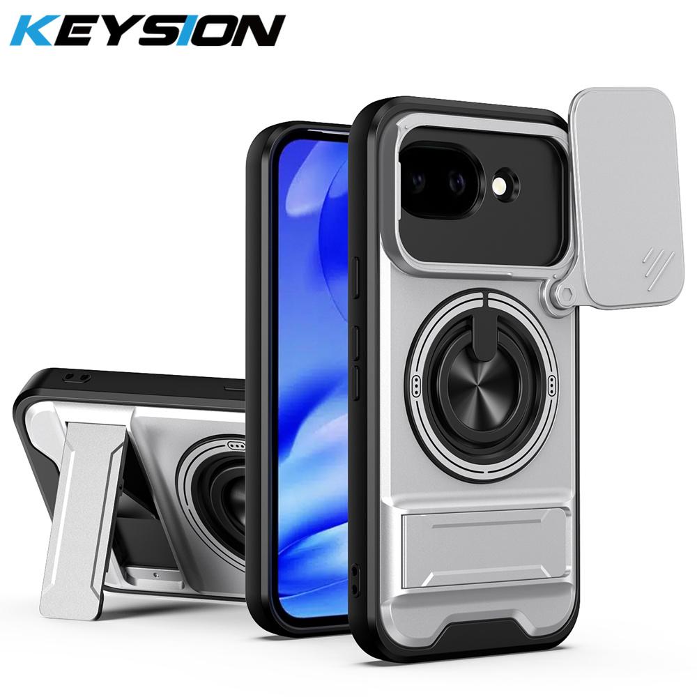 KEYSION Magnetic Phone Case for Google Pixel 10A Slide Camera Protection Upright Stand 360° Ring Shockproof Cover for Pixel 10A