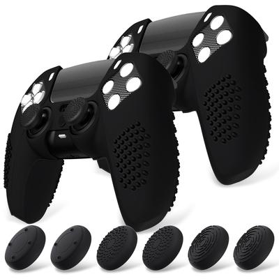 Protective Cover for PlayVital Ps5 Compatible with Improved Silicone Cover Charging 12 Thumb Grip Caps and 4 Stickers 3D Stud and Shockproof