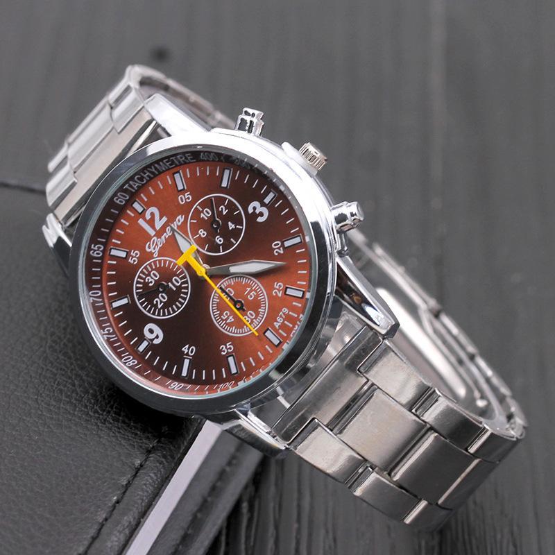 Personalized Decorative Fake Three-eye Six-pin Steel Strap Watch Fashion Trend Casual Sports Business Men's Watch