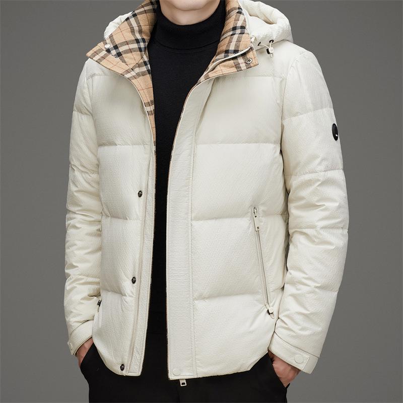Men's Fashionable 2025 Winter White Duck Down Jacket - Versatile, Casual, Warm Outerwear for Middle-Aged Men
