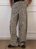 Hochtaillierte Jeans mit Leopardenmuster: Damen Europäische & Amerikanische Trendige Hosen mit geradem Bein