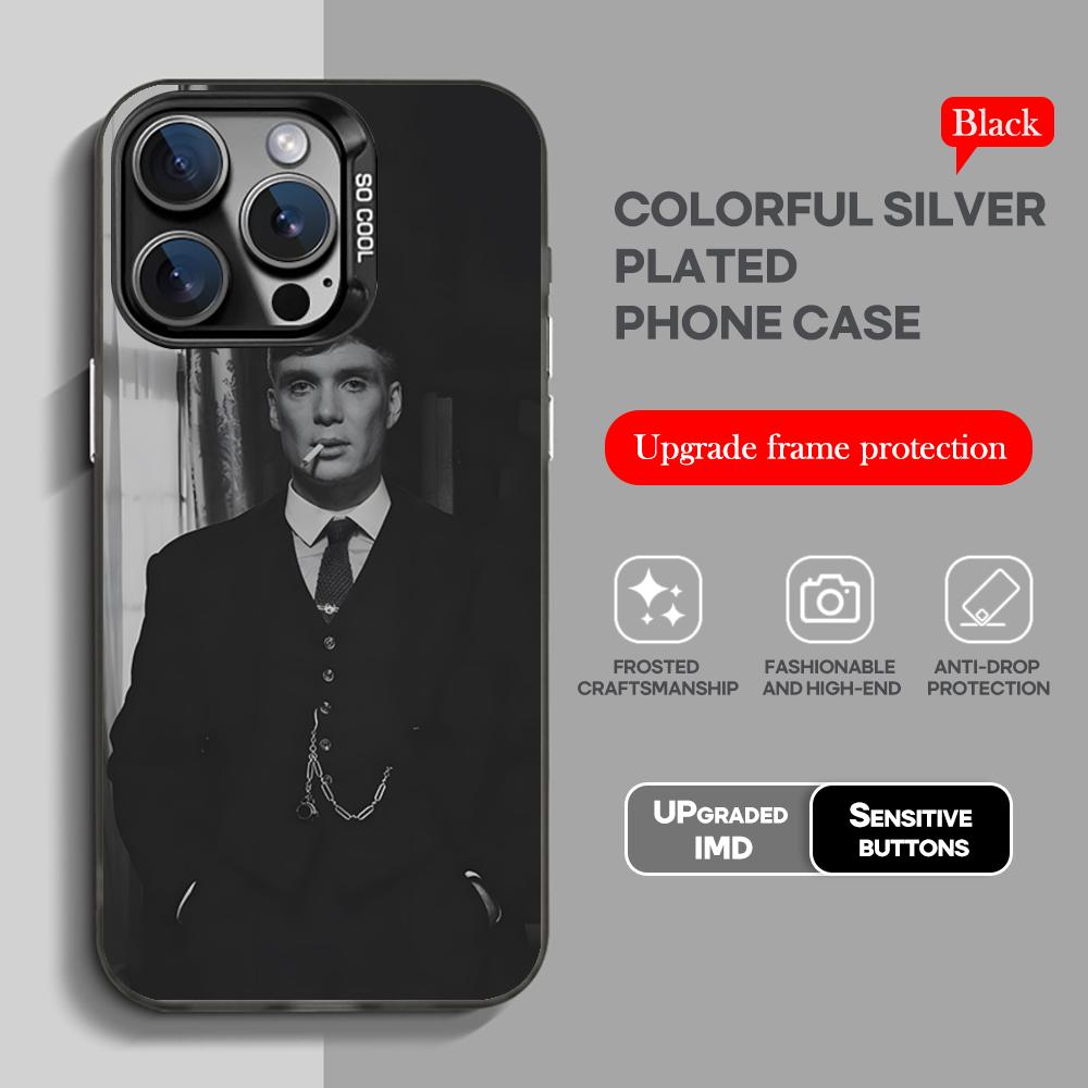 Peaky B-Blinders Tommy Cool Phone Case Black IMD Colorful Silver Suitable Soft Case for iPhone 16 15 14 13 12 11 XS Pro Max