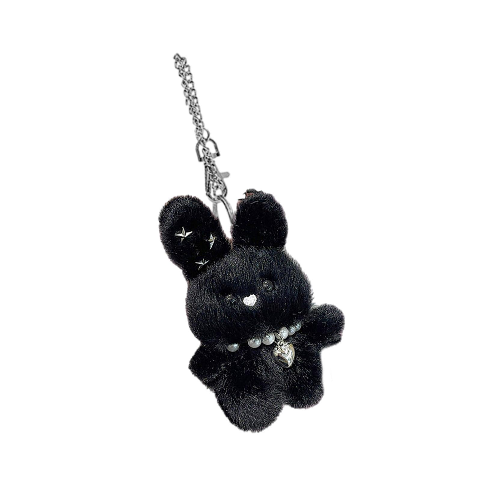 

Красочный брелок в виде кроликов-звездочек, плюшевый шарм для сумки, брелок ручной работы, материалы для рукоделия для украшения рюкзаков и ключей чёрный
