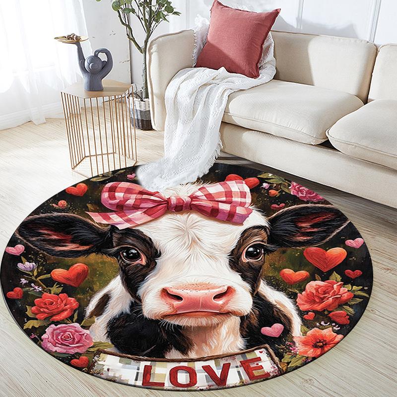 Calf Round Area Rug,Carpet Rug for Living Room Bedroom Sofa Playroom Decor,Non-slip Floor Mat
