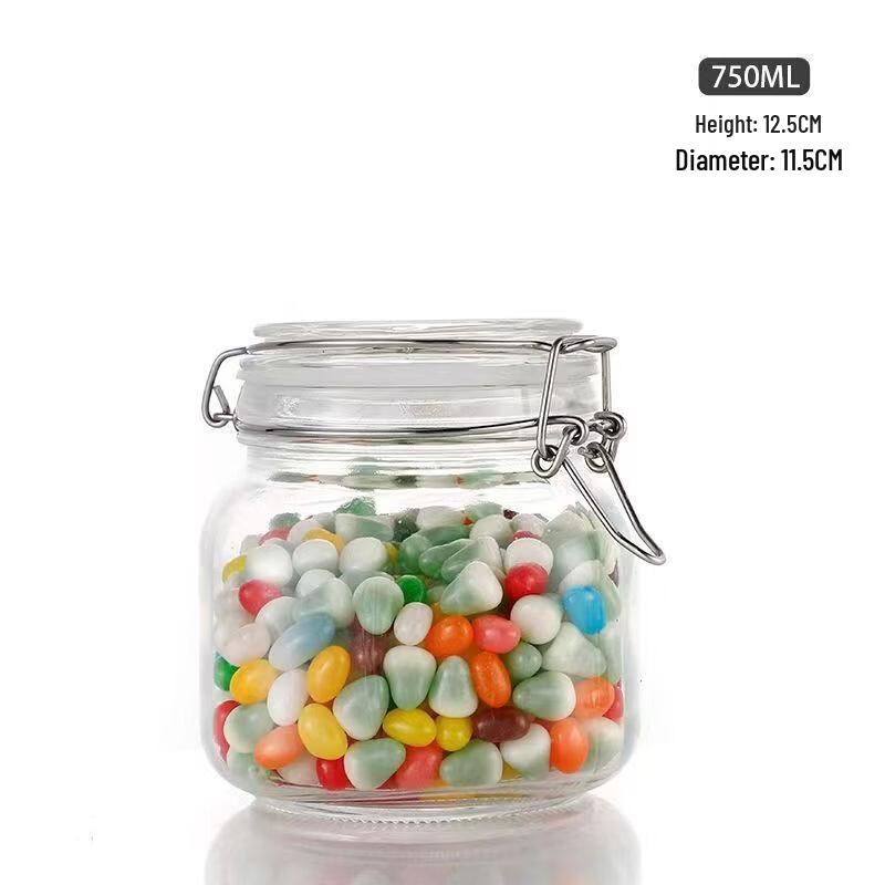 ZISIZ Square Glass Storage Jar Set with Stainless Steel Buckle