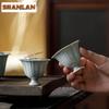 2pc/lot Sky Blue Ru Kiln Porcelain High Foot Teacup Handmade Tea Bowl Tea-tasting Smelling Cup Chazhan Master Cup Tea Items 35ml