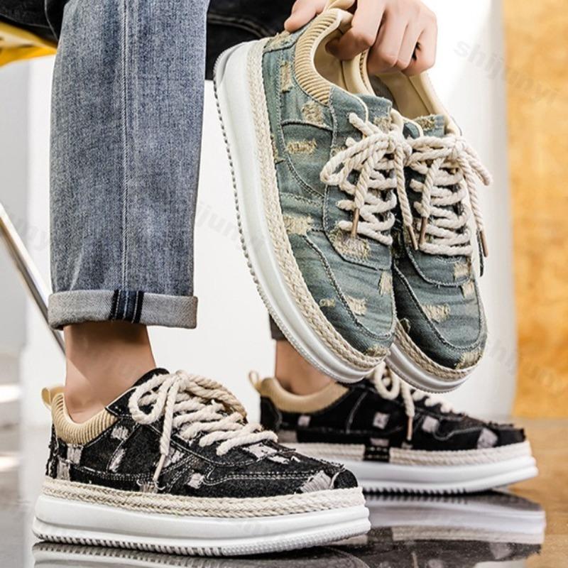 Fashion 2025 Autumn New Niche Design Men's Low Top Casual Thick Soled Canvas Shoes Fashion Trend Versatile Comfortable Platform sneakers